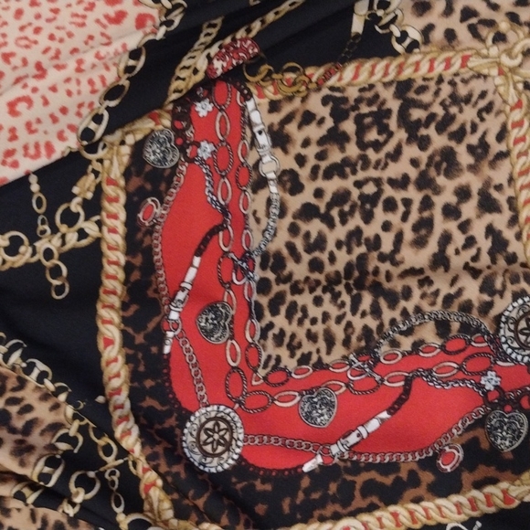 NWOT Stretchy Chain & Animal Print Circle SUZY SHIER Dress w HANDKERCHIEF HEM!! - Picture 8 of 9